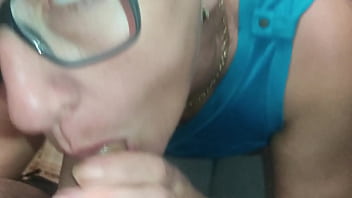 Stepdad empties his balls into eldest stepdaughter's mouth and on the face when she comes home from college