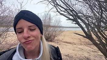 Outdoor public lake fuck in winter