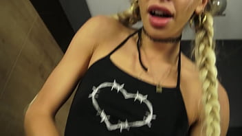 Enjoy how this dirty deganrate blond ultraslut suck the tentakel penis with pleasure before she ride herself to ograsm on him