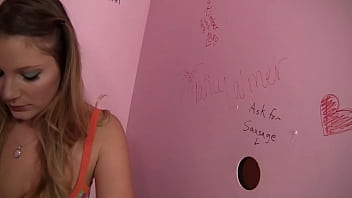 Aurora snow couldn't wait for a dick to pop though the glory hole she found