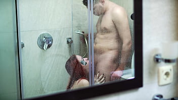 My new girlfriend first sleepover ends with morning shower sex