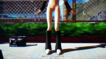 Blonde girl dancing on street mmd by chick