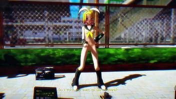Blonde girl dancing on street mmd by chick