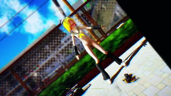 Blonde girl dancing on street mmd by chick