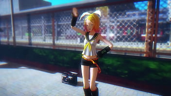 Blonde girl dancing on street mmd by chick