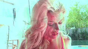 Lesbo sex in the backyard by the pool between a stunning blonde and a skinny dark short hair chick Lesbo sex in the backyard by the pool between a stunning blonde and a skinny dark short hair chick