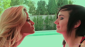 Lesbo sex in the backyard by the pool between a stunning blonde and a skinny dark short hair chick Lesbo sex in the backyard by the pool between a stunning blonde and a skinny dark short hair chick