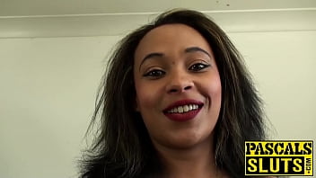 Trashy ebony girl chanel strips and plays with sex toy