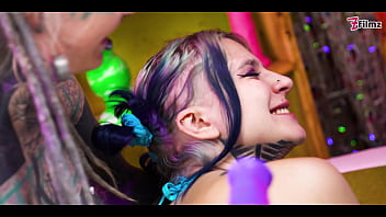 Tattooed lesbians go deep with massive toys — atm gaping holes and raw real orgasms