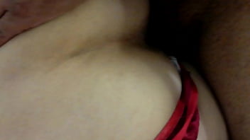 Some sex in the middle of the night when one of them who was sleeping in lingerie woke up and saw the guy masturbating with a hard on