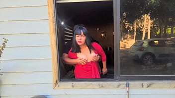 Mom is surprised sex in the window with perverted stepson