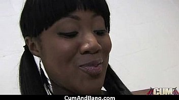 Black chick deepthroats a group of white studs and gets rewarded with cum 2