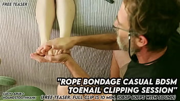 Rope bondage casual bdsm toenail clipping session