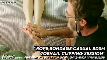 Rope bondage casual bdsm toenail clipping session Rope bondage casual bdsm toenail clipping session