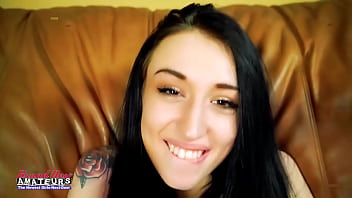 Brunette hottie olyssia finger fucks her pussy and sucks a hard cock