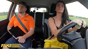 Fake driving school a covid 19 themed porn video she gets fucked in a car