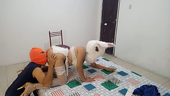 It's halloween and i found a sexy bunny in the house she looks like she's my stepmother i'm going to fuck her for wearing slutty lingerie on halloween free real porn