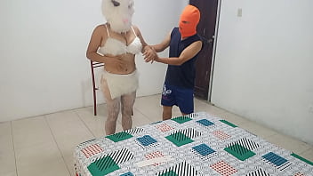 It's halloween and i found a sexy bunny in the house she looks like she's my stepmother i'm going to fuck her for wearing slutty lingerie on halloween free real porn