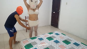 It's halloween and i found a sexy bunny in the house she looks like she's my stepmother i'm going to fuck her for wearing slutty lingerie on halloween free real porn