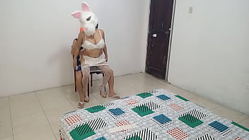 It's halloween and i found a sexy bunny in the house she looks like she's my stepmother i'm going to fuck her for wearing slutty lingerie on halloween free real porn