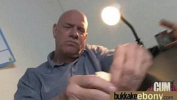 Ebony chick fucked hard in group sex action 14