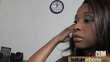 Ebony chick fucked hard in group sex action 14