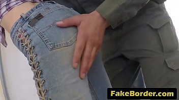 Slim teen latina fucked hard by a border agent in his jeep