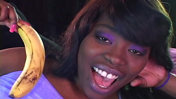 Chocolate my banana busty babe gets her tits and throat fucked