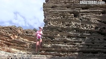 Anal creampie outdoors during our holiday