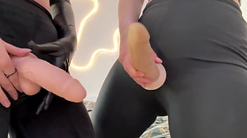 Pov fisting and strap on sucking femdom from sofi and kira