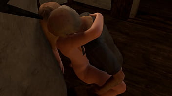 Grey old man pounding hot blonde on the wall