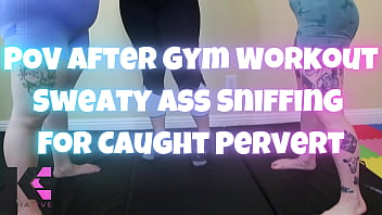 Pov after gym workout sweaty ass sniffing for caught pervert