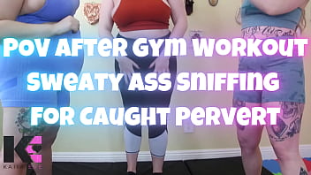 Pov after gym workout sweaty ass sniffing for caught pervert