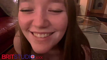 British teen sloppy blowjob & tit wank