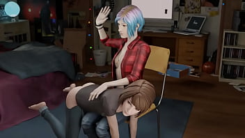 Max gets spanked over the knee by chloe price Max gets spanked over the knee by chloe price