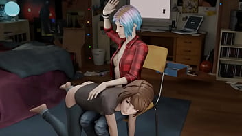 Max gets spanked over the knee by chloe price