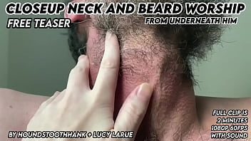 Closeup neck and beard worship from underneath him