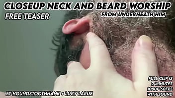 Closeup neck and beard worship from underneath him