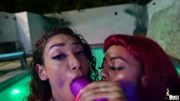 Horny af sarah lace and ava valentina suck on thick dukes dollz dildos