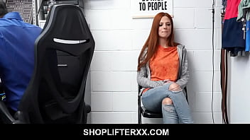 Teen redhead scarlett mae caught shoplifting fucked by officer after deal is reached