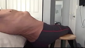 Mayofascial release on stool with spandex pants