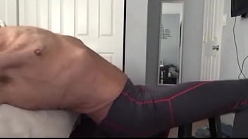 Mayofascial release on stool with spandex pants