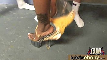 First time ebony with a group of white dicks 3