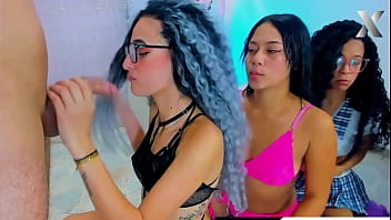 Curly haired latinas fuck her throat