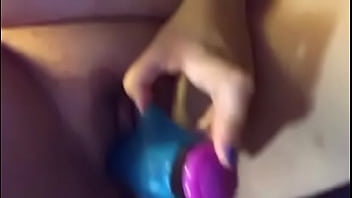 Chubby plays dildo