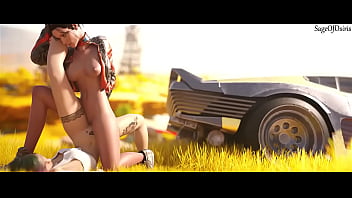 Panam from cyberpunk scissors her friend while out in public