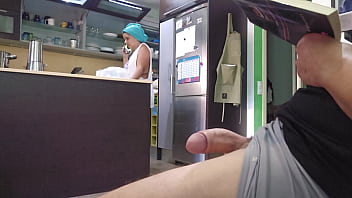 He takes out his big cock in the kitchen He takes out his big cock in the kitchen