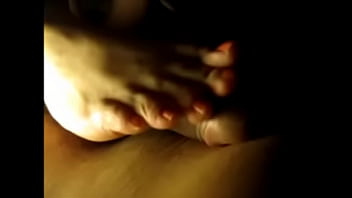 Footjob in dark