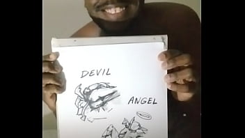 Drawing myself cuddling for free while wearing angel and devil halloween costume 4