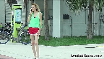 Blonde teen hitchhiker fucking on backseat